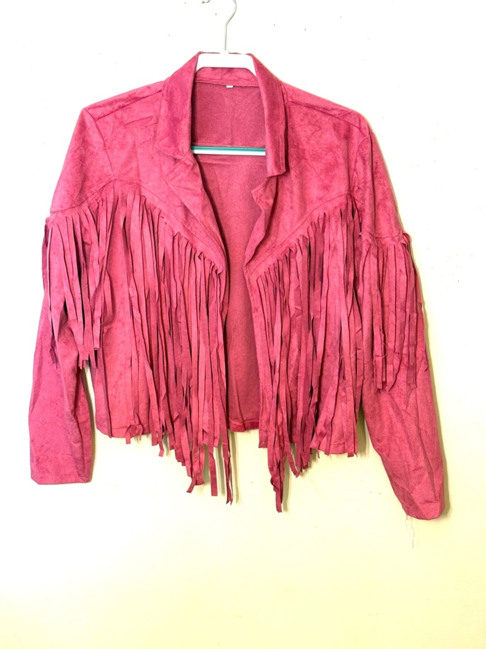 🆕Pink Fringe Faux Suede Crop Jacket - Women's Fashion Jacket. Size XXL. NWT. - Picture 2 of 9